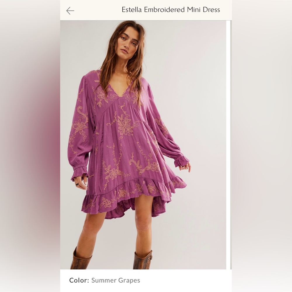 Free People Lavender Embroidered Top